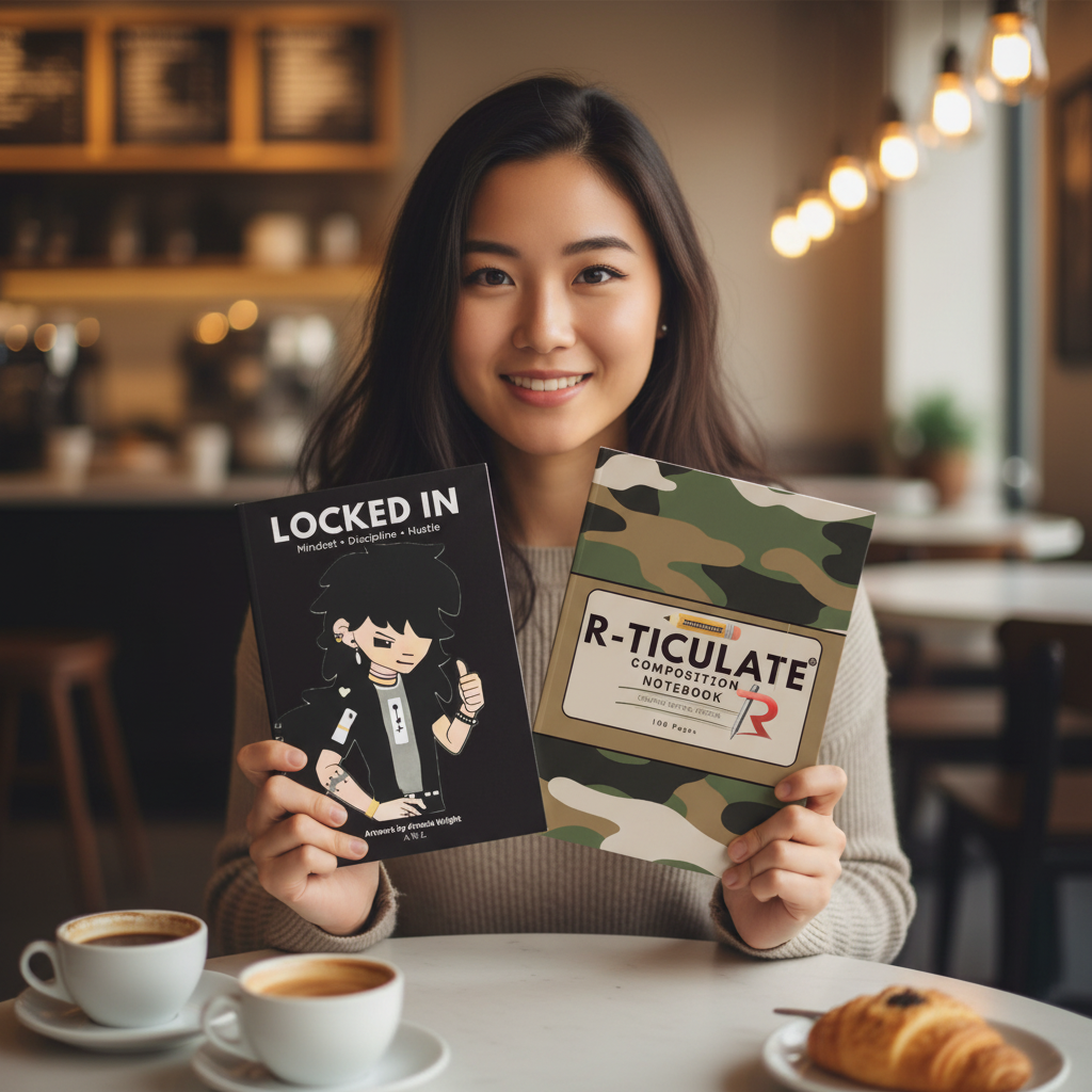 Coffee shop - Asian woman with both products